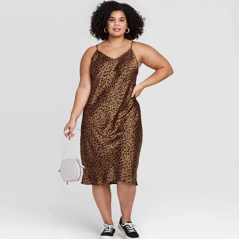 🐆Leopard Print Sleeveless Satin Slip Dress 🐆